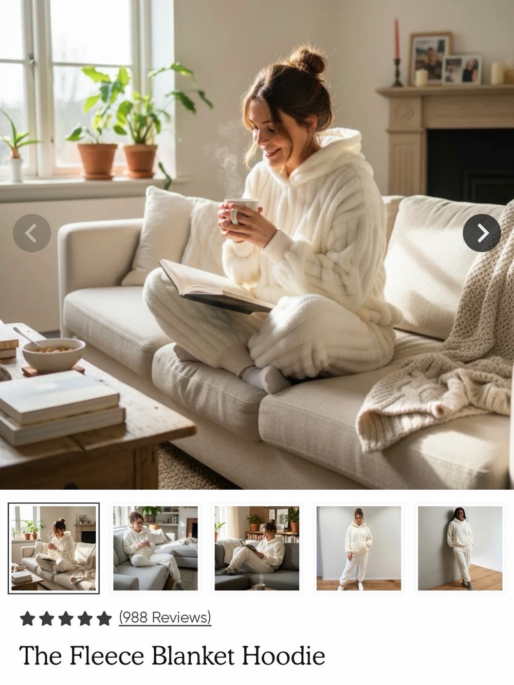 Cozy Cream Fleece Blanket Hoodie - Women Sweater